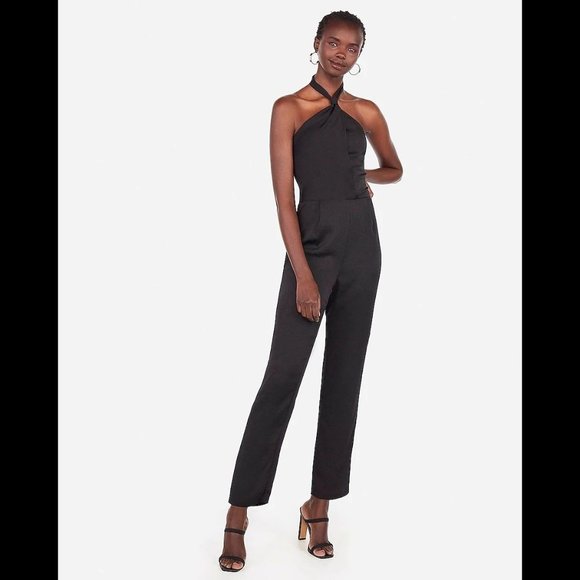 Express Satin Halter Neck Jumpsuit 00 - Picture 2 of 3